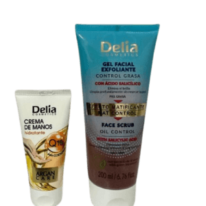 Combo Delia OSMETICS GEL FACIAL EXFOLIATE +CREMA DE MANOS FACE SCRUB